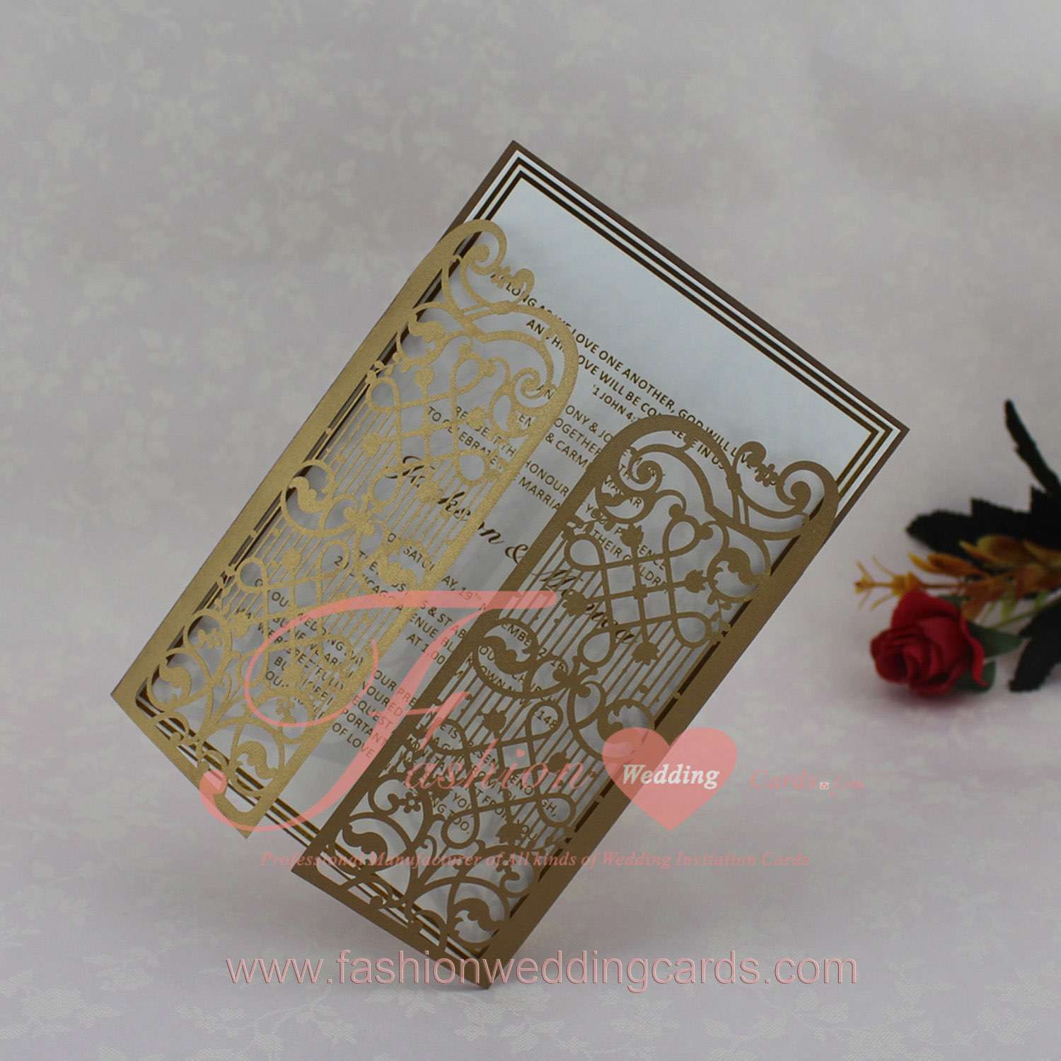 Fancy Gold Laser Cut Wedding Invitations Sydney